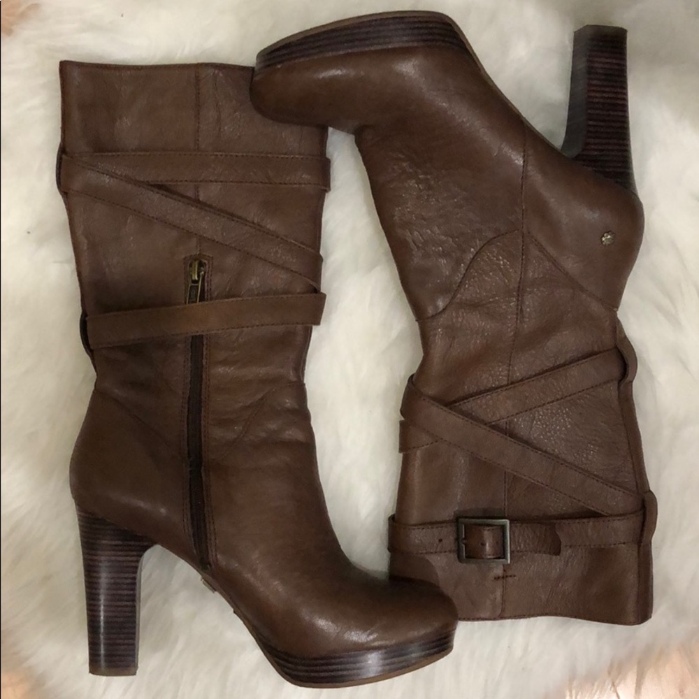 UGG chestnut W Jardin - leather heeled boots